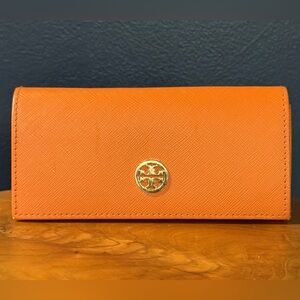 Tory Burch Orange Magnetic Clasp Eyeglass Sunglass Case As Is